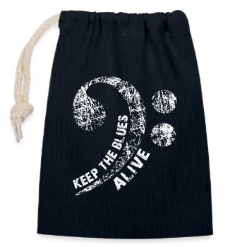 Le blues lives vintage blues design - Sac cadeau en coton avec cordon (14 x 20 cm) - bleu marine - Devant
