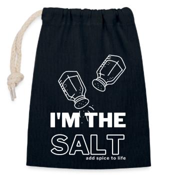 Le sel donne à la vie la bonne saveur - Sac cadeau en coton avec cordon (14 x 20 cm) - bleu marine - Devant