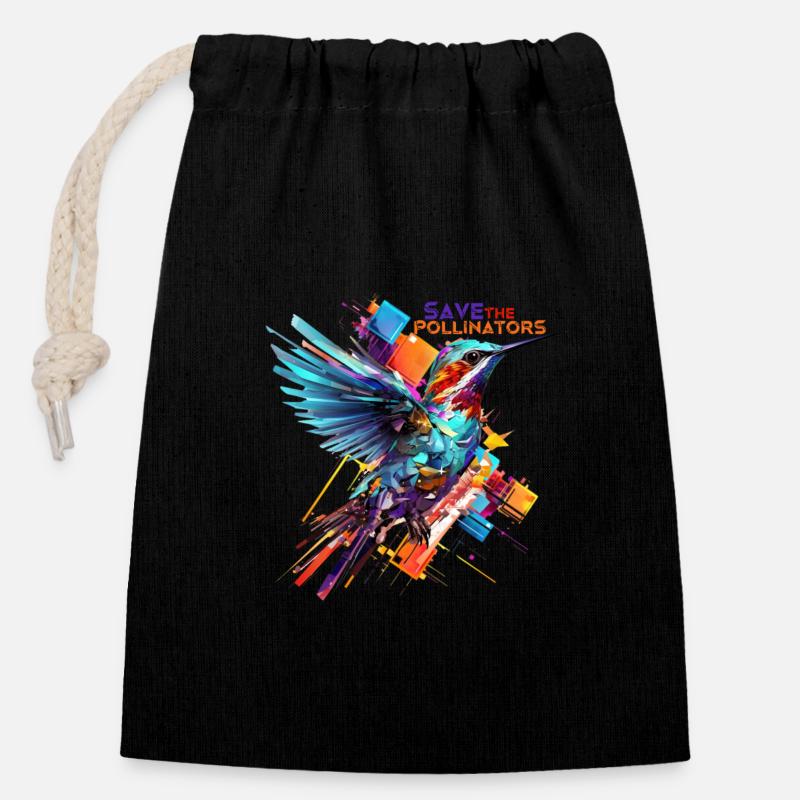 Save the Pollinators - Closable cotton gift bag (14x20cm) - black