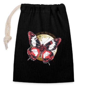 Save the Pollinators - Red Butterfly - Closable cotton gift bag (14x20cm) - black - Front