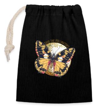 Save the Pollinators - Yellow Butterfly - Closable cotton gift bag (14x20cm) - black - Front