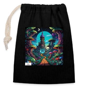 Paysage de rêve de pays fantastique - Sac cadeau en coton avec cordon (14 x 20 cm) - noir - Devant