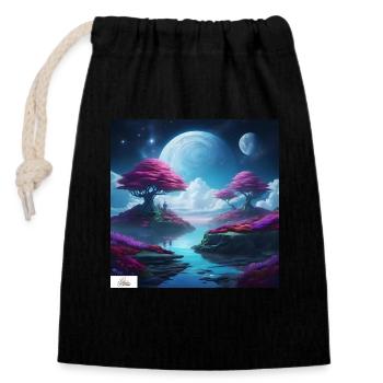Soft & serene dreamscape - Closable cotton gift bag (14x20cm) - black - Front