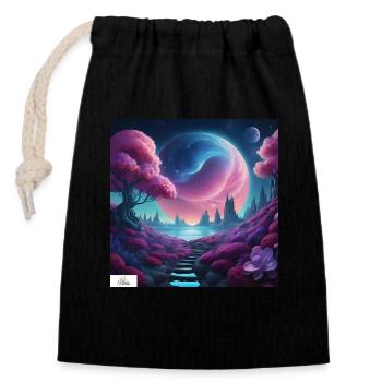 Paysage onirique céleste épique - Sac cadeau en coton avec cordon (14 x 20 cm) - noir - Devant