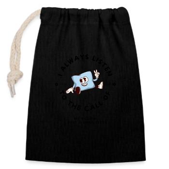 Dessin animé d’appel d’oreiller - Sac cadeau en coton avec cordon (14 x 20 cm) - noir - Devant