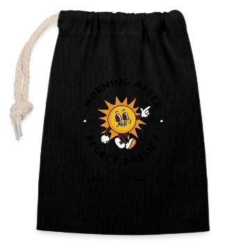 Solving regrets cartoon - Closable cotton gift bag (14x20cm) - black - Front