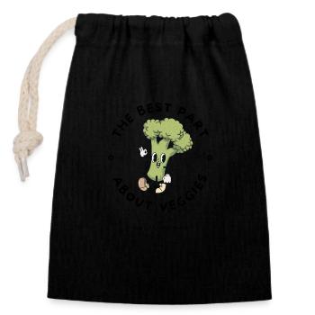 Best Veggies Cartoon - Closable cotton gift bag (14x20cm) - black - Front