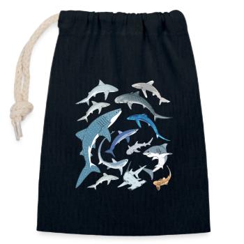 requin tigre requin bleu requin baleine espèce de requin - Sac cadeau en coton avec cordon (14 x 20 cm) - bleu marine - Devant