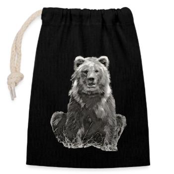 DORO sits SW - Closable cotton gift bag (14x20cm) - black - Front