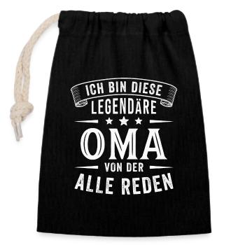 Oma Legende Großmutter Lustig Spruch - Verschließbarer Geschenkbeutel aus Baumwolle (14x20cm) - Schwarz - Vorne
