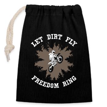 Let Dirt Fly Freedom Ring Motocross - Verschließbarer Geschenkbeutel aus Baumwolle (14x20cm) - Schwarz - Vorne
