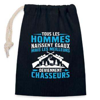 Les meilleurs Deviennent Chasseurs - Sac cadeau en coton avec cordon (14 x 20 cm) - bleu marine - Devant