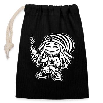 Dreadlock Smoker - Stoned man - High & Happy - Verschließbarer Geschenkbeutel aus Baumwolle (14x20cm) - Schwarz - Vorne