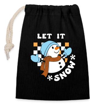Let it Snow Snowman Winter - Closable cotton gift bag (14x20cm) - black - Front