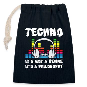 Techno Music not Genre but Philosophy - Verschließbarer Geschenkbeutel aus Baumwolle (14x20cm) - Navy - Vorne