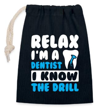 Relax I am a Dentist - Closable cotton gift bag (14x20cm) - navy - Front