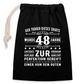 48 Jahre Geschenkidee zum 48 - Geburtstag - Verschließbarer Geschenkbeutel aus Baumwolle (14x20cm) - Schwarz - Vorne