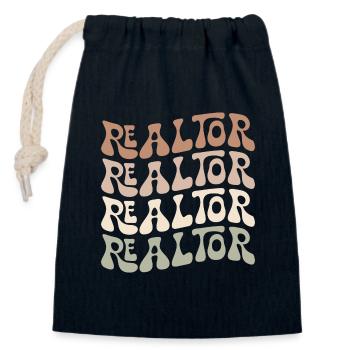 Retro Realtor Immobilienmakler Makler - Verschließbarer Geschenkbeutel aus Baumwolle (14x20cm) - Navy - Vorne