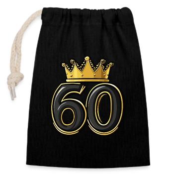 60 Number Crown - Closable cotton gift bag (14x20cm) - black - Front