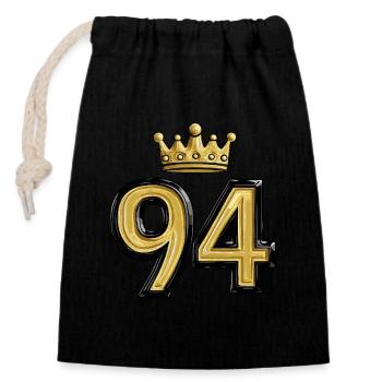 94 Number Crown - Closable cotton gift bag (14x20cm) - black - Front