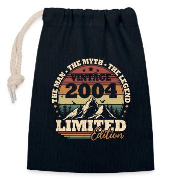 2004 Vintage Rétro Cadeau d’anniversaire 19 ans - Sac cadeau en coton avec cordon (14 x 20 cm) - bleu marine - Devant