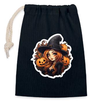 Halloween Hexe - Verschließbarer Geschenkbeutel aus Baumwolle (14x20cm) - Navy - Vorne