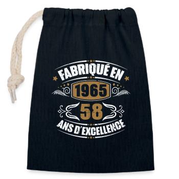 Geburtstagsgeschenk 58 Jahre, Baujahr 1965 - Verschließbarer Geschenkbeutel aus Baumwolle (14x20cm) - Navy - Vorne