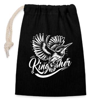 Kingfisher, Bird, Kingfisher - Closable cotton gift bag (14x20cm) - black - Front