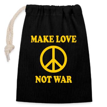 Make love not war - Closable cotton gift bag (14x20cm) - black - Front
