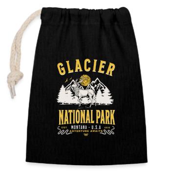 Parc national des Glaciers, Montana, États-Unis - Sac cadeau en coton avec cordon (14 x 20 cm) - noir - Devant
