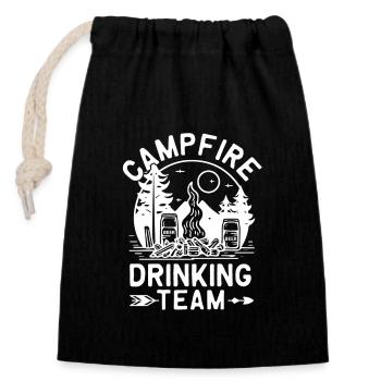 Lagerfeuer-Trinkteam, Lustiges Camping - Verschließbarer Geschenkbeutel aus Baumwolle (14x20cm) - Schwarz - Vorne