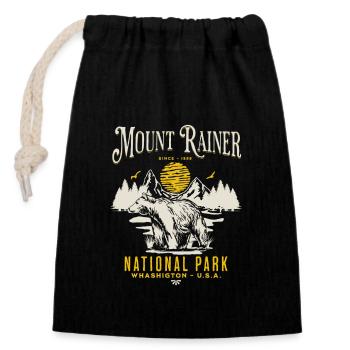 Mount Rainer National Park Vintage Landscape - Closable cotton gift bag (14x20cm) - black - Front