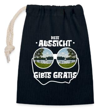 Diese Aussicht gibts Gratis ! - Verschließbarer Geschenkbeutel aus Baumwolle (14x20cm) - Navy - Vorne