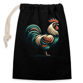Rustic Rooster Charm - Closable cotton gift bag (14x20cm) - black - Front