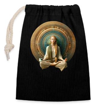 Zen Harmony Mandala - Closable cotton gift bag (14x20cm) - black - Front