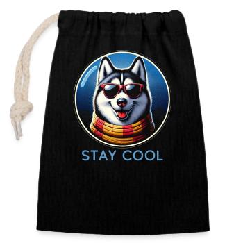 Nuances Husky Cool - Sac cadeau en coton avec cordon (14 x 20 cm) - noir - Devant