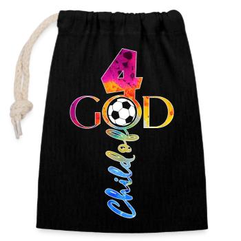 GOD 4 YEARS JESUS FOOTBALL 4TH BIRTHDAY - Closable cotton gift bag (14x20cm) - black - Front