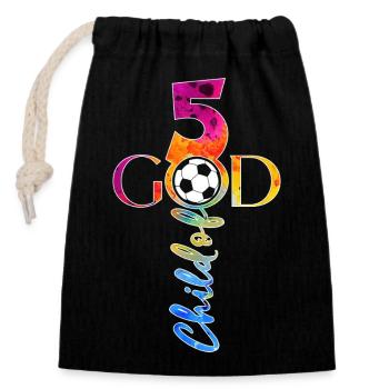 GOD 5 YEARS JESUS FOOTBALL 5TH BIRTHDAY - Closable cotton gift bag (14x20cm) - black - Front