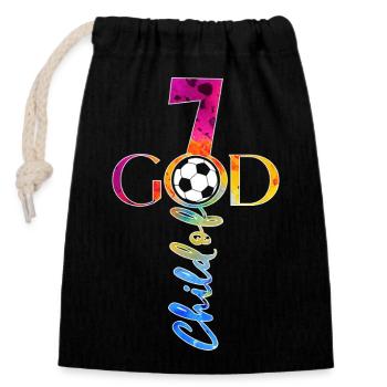 GOTT 7 JAHRE JESUS FUßBALL 7. GEBURTSTAG - Verschließbarer Geschenkbeutel aus Baumwolle (14x20cm) - Schwarz - Vorne