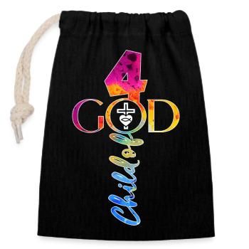 ÉGLISE CHRÉTIENS 4 ANS JÉSUS 4ÈME ANNIVERSAIRE - Sac cadeau en coton avec cordon (14 x 20 cm) - noir - Devant