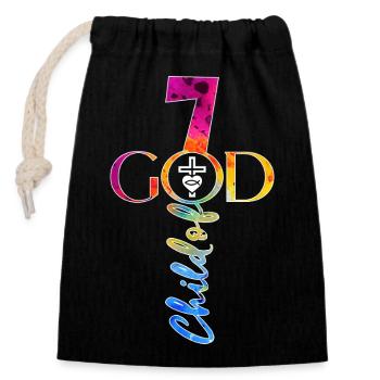 ÉGLISE CHRÉTIENS 7 ANS JÉSUS 7E ANNIVERSAIRE - Sac cadeau en coton avec cordon (14 x 20 cm) - noir - Devant