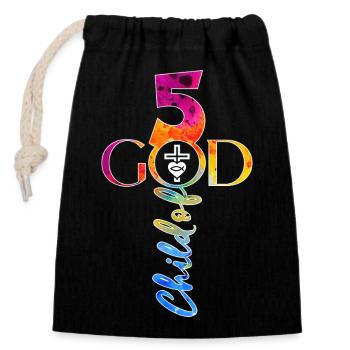 ÉGLISE CHRÉTIENS 5 ANS JÉSUS 5E ANNIVERSAIRE - Sac cadeau en coton avec cordon (14 x 20 cm) - noir - Devant