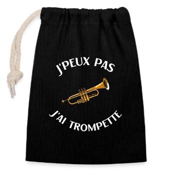 Trompette humour trompettiste homme femme - Sac cadeau en coton avec cordon (14 x 20 cm) - noir - Devant