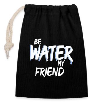 Be Water my Friend Lee Wasser - Verschließbarer Geschenkbeutel aus Baumwolle (14x20cm) - Schwarz - Vorne