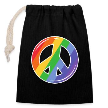 Fierté arc-en-ciel de la paix - Sac cadeau en coton avec cordon (14 x 20 cm) - noir - Devant