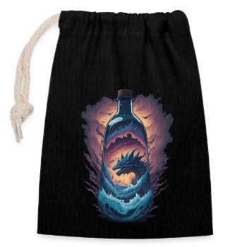 Dragon Bottle - Closable cotton gift bag (14x20cm) - black - Front