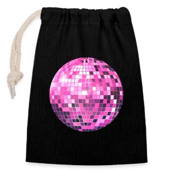 Pink Disco Ball - Closable cotton gift bag (14x20cm) - black - Front