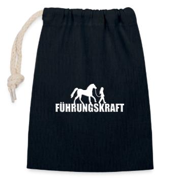 FÜHRUNGSKRAFT - PFERD - PFERDE - REITERIN - REITEN - Verschließbarer Geschenkbeutel aus Baumwolle (14x20cm) - Navy - Vorne
