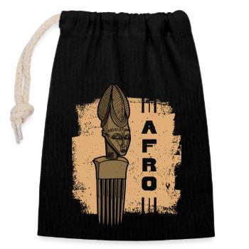 Comb Hair Hairstyle Afro African History Kultu - Closable cotton gift bag (14x20cm) - black - Front