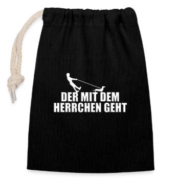 HUND - HUNDE - DACKEL - TECKEL - DACHSHUND - Verschließbarer Geschenkbeutel aus Baumwolle (14x20cm) - Schwarz - Vorne